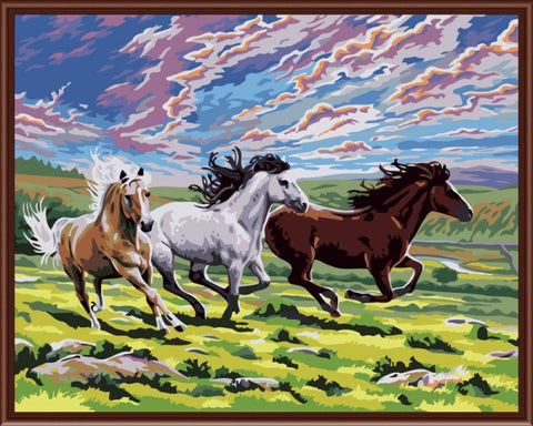 Painting By Numbers - Three Running Horses