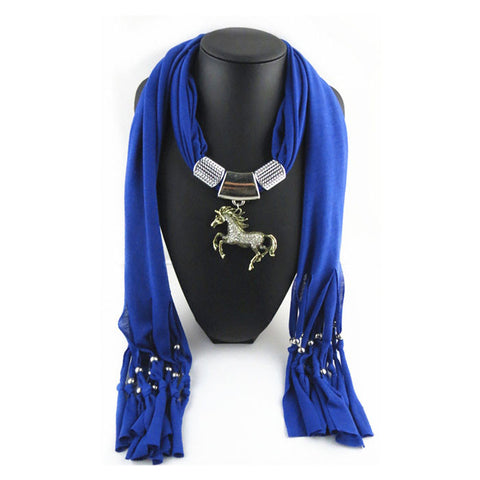 Necklace Scarf with Horse Pendant