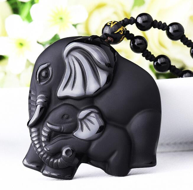 Mother & Baby Elephant Obsidian