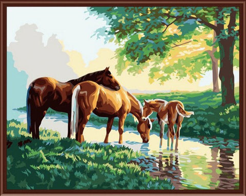 Painting By Numbers - Horse Family
