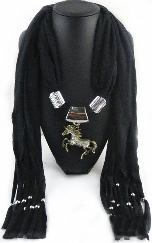 Necklace Scarf with Horse Pendant - Zana Horse - 4