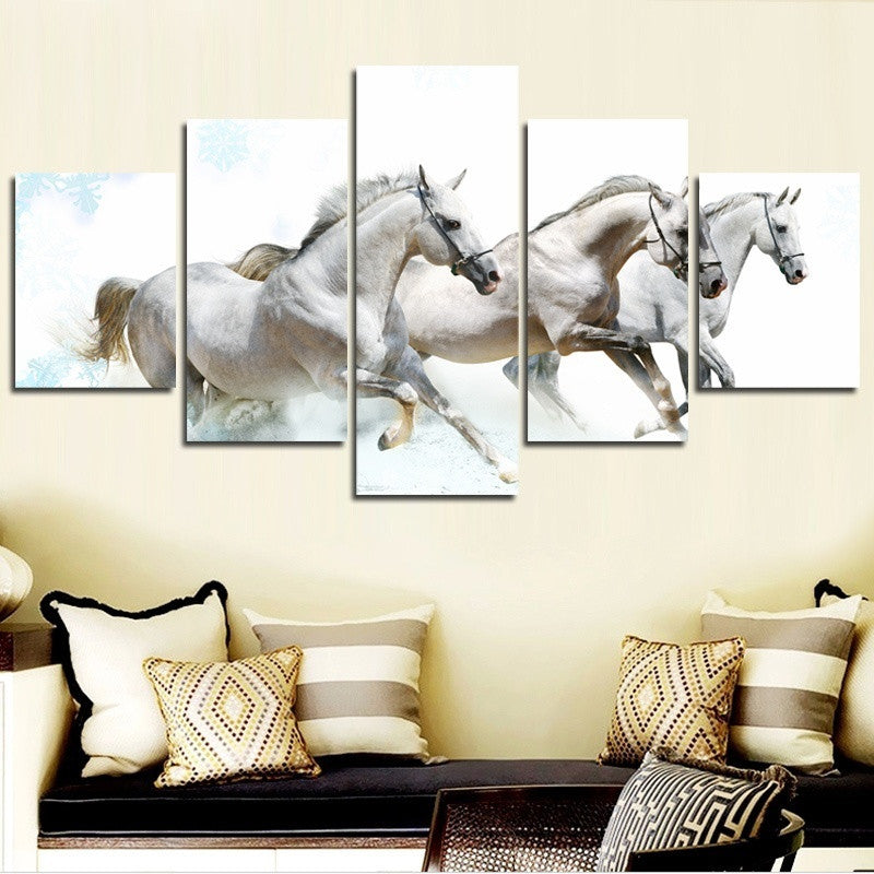Wall Art Decor - White Horses - Zana Horse