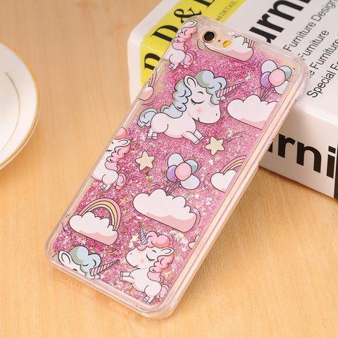 Unicorn iPhone Case Cover with Liquid Glitters