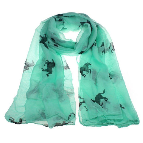 Silk Scarf with Running Horse Print
