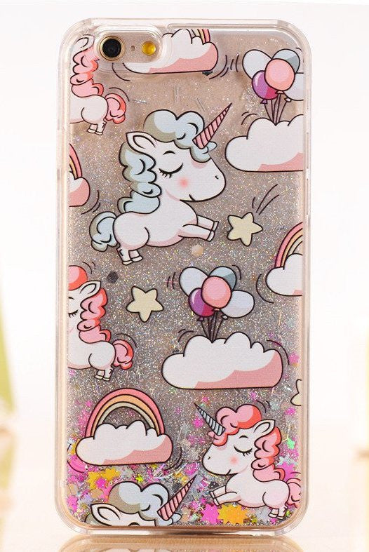 Unicorn iPhone Case Cover with Liquid Glitters Unicorn iPhone Case Cover with Liquid Glitters